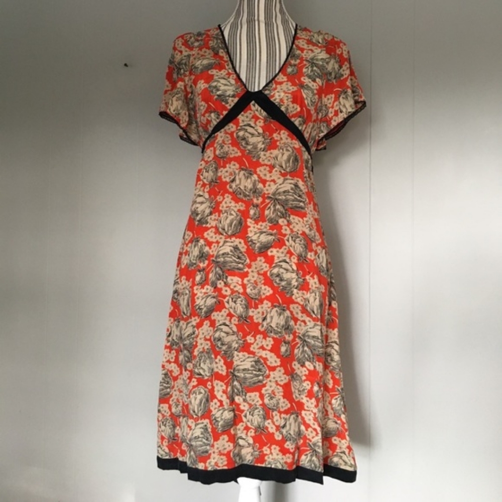 Anthropologie Maeve Orange Silk dress